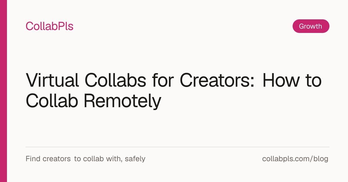 Cover graphic reading "Virtual Collabs for Creators" in CollabPls colors